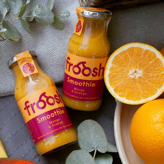 Sklenená fľaša Froosh Smoothie Mango Pomaranč