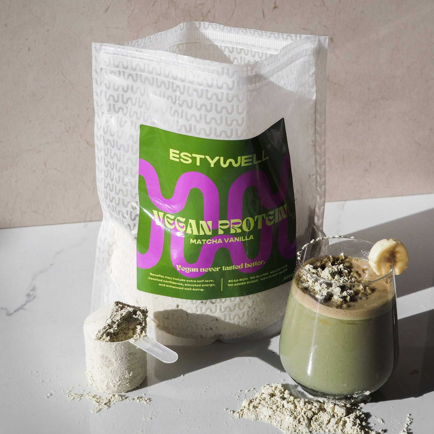 VEGAN proteín ESTYWELL - Matcha Vanilla