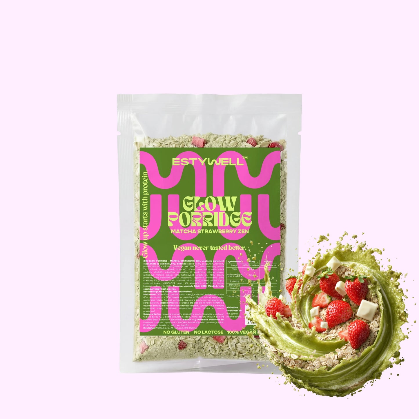 ovsená kaša matcha jahoda zdravé raňajky matcha kaša energia estywell