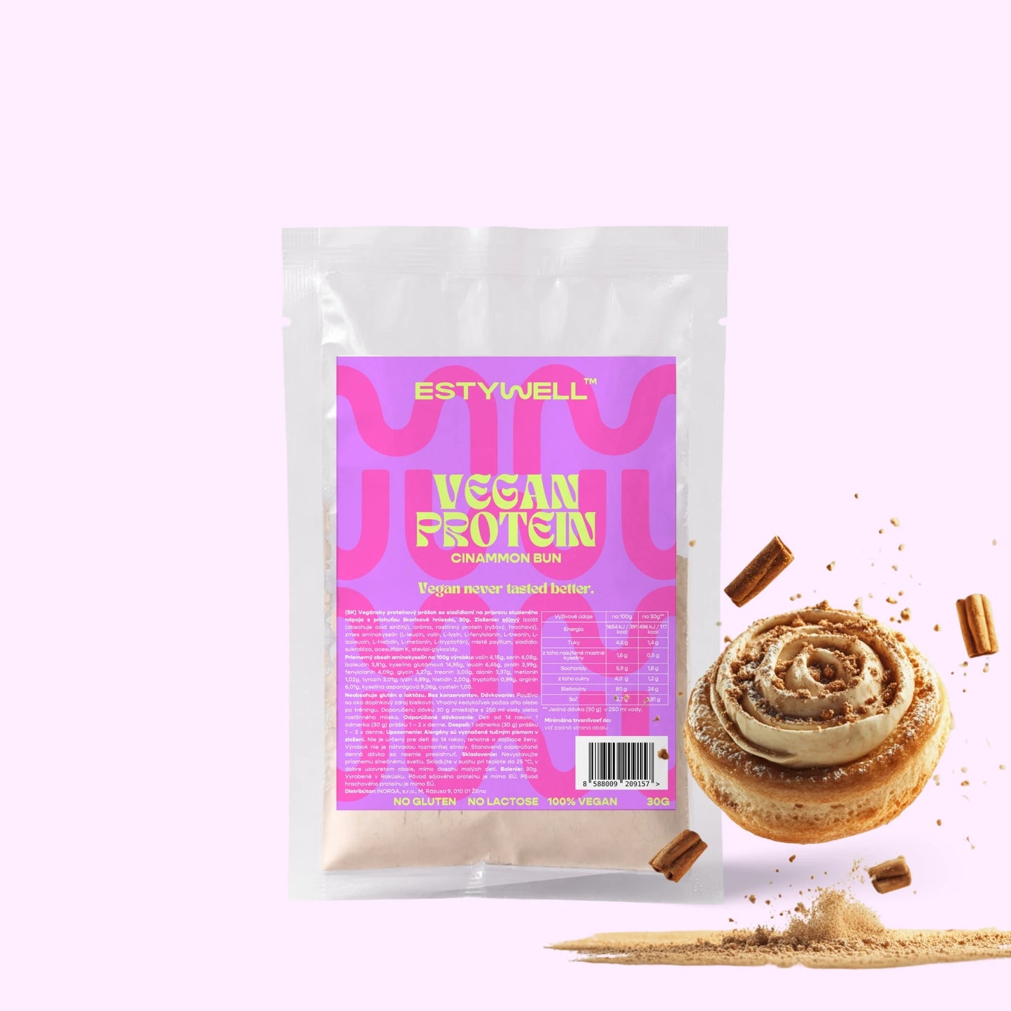 Estywell vegan protein škoricové hniezdo 30 g rastlinný proteín