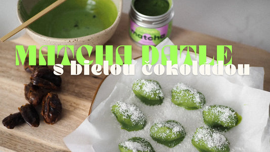 Vegan matcha datle v bielej čokoláde s kokosom