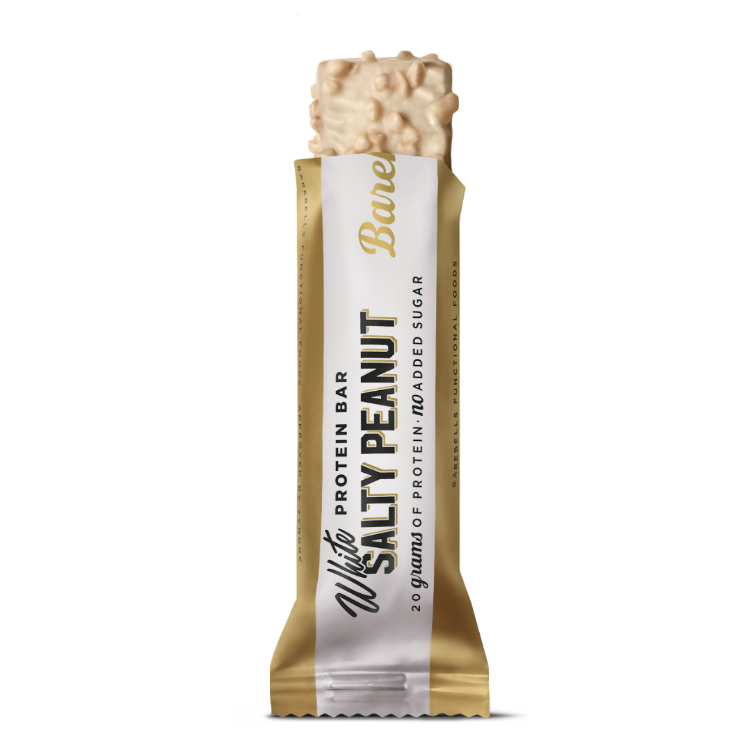 Barebells Protein Bar – Slaný arašid a biela čokoláda – predná strana tyčinky