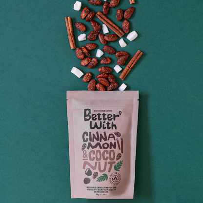 Detail mandlí s kokosom a škoricou – zdravý snack