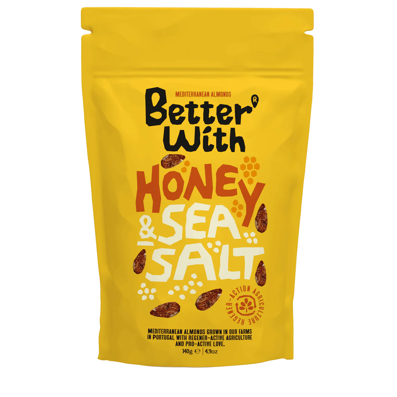 Better With mandle s medom a morskou soľou 140 g – predná strana balenia