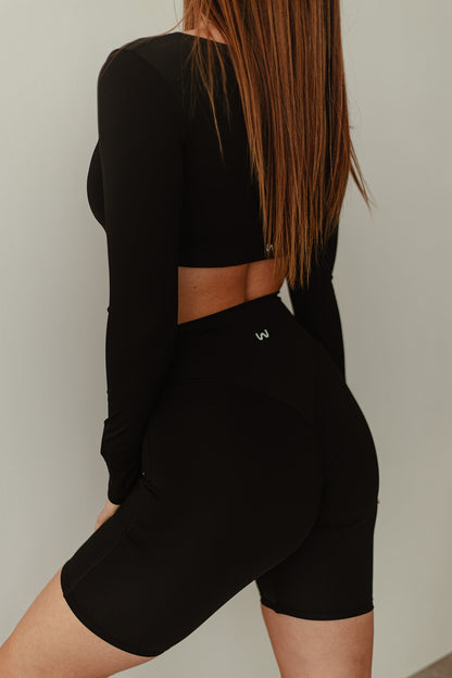 Krátky top s dlhým rukávom CONFIDENCE BLACK -60 % POSLEDNÁ ŠANCA! 🔥