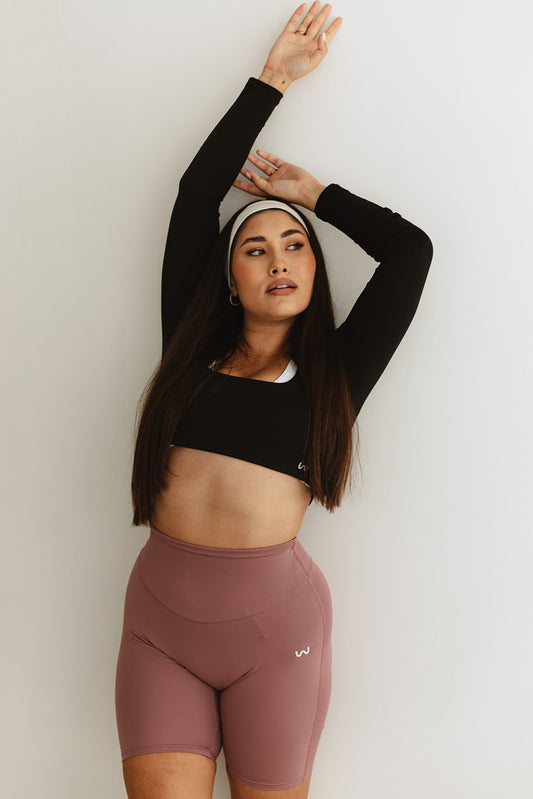 Krátky top s dlhým rukávom CONFIDENCE BLACK