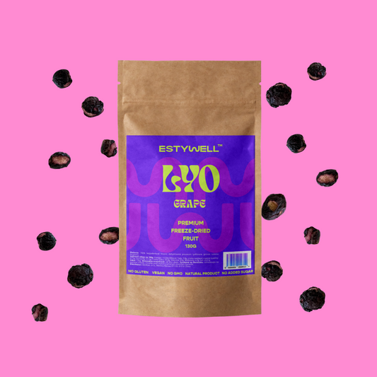 Balenie ESTYWELL lyofilizovaného ovocia hrozno.