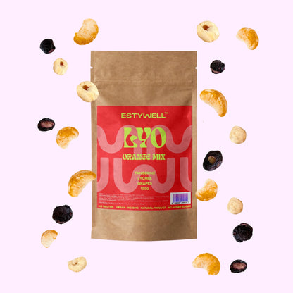 Estywell lyofilizované ovocie mix mandarínka liči hrozno 100 g freeze dried fruit mix