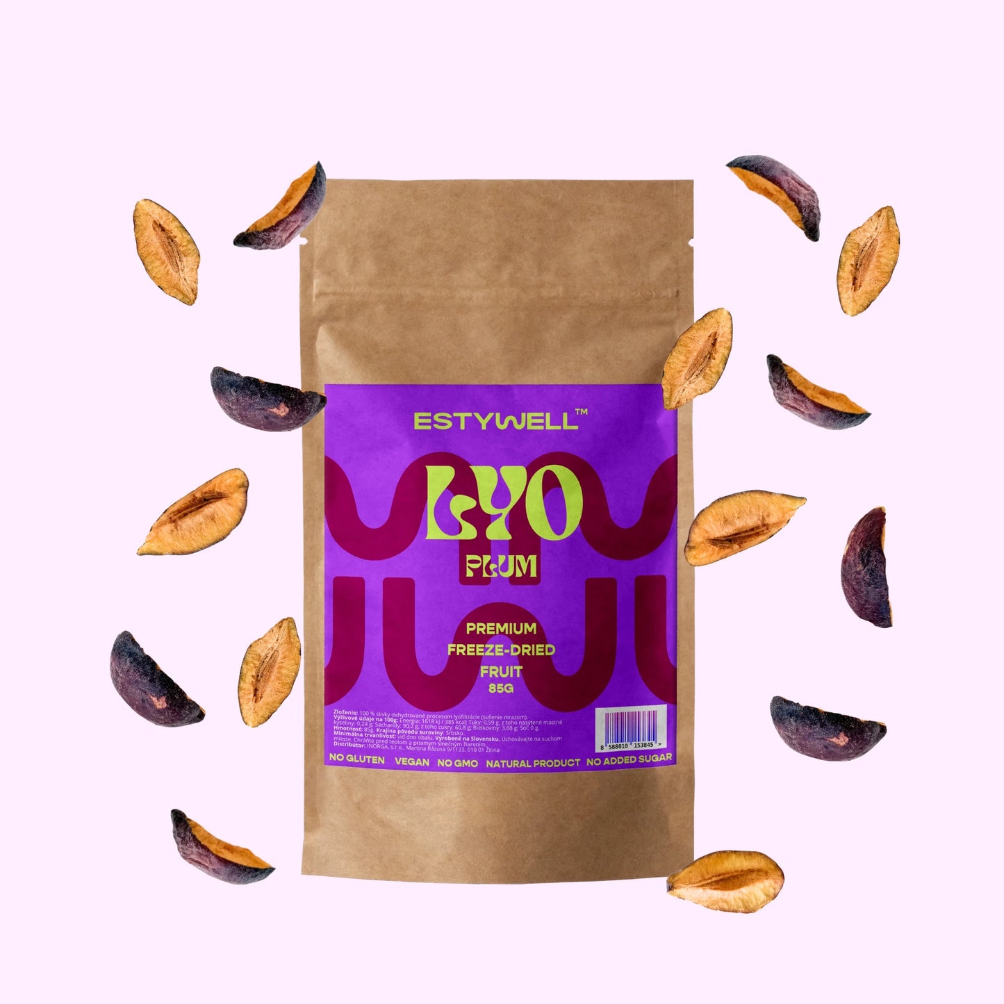 Estywell lyofilizovaná slivka 85 g lyofilizované ovocie freeze dried fruit