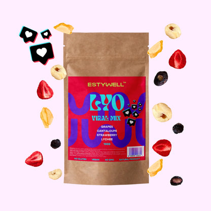 Estywell lyofilizované ovocie mix hrozno melón jahoda liči 100 g freeze dried fruit mix