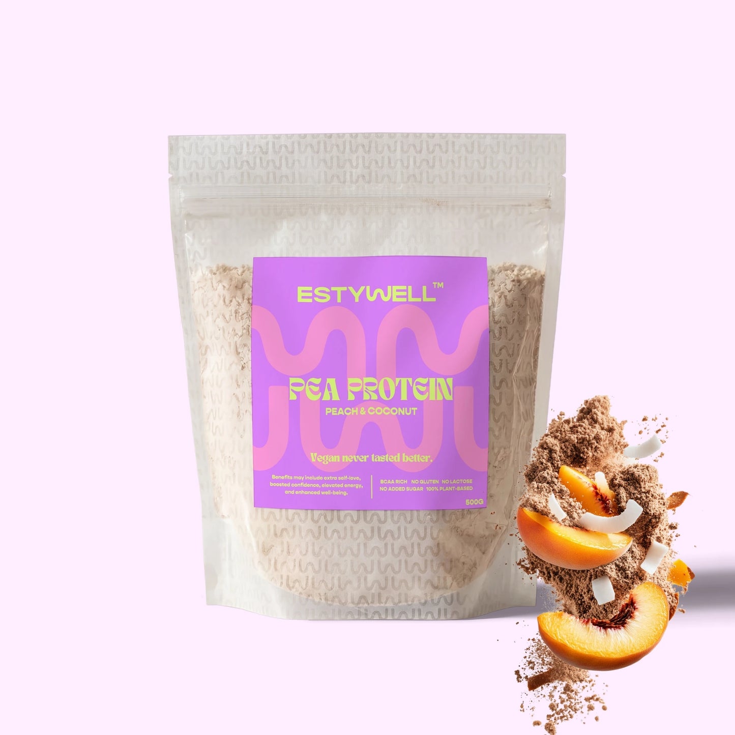 Estywell hrachový proteín broskyňa kokos 500 g pea protein