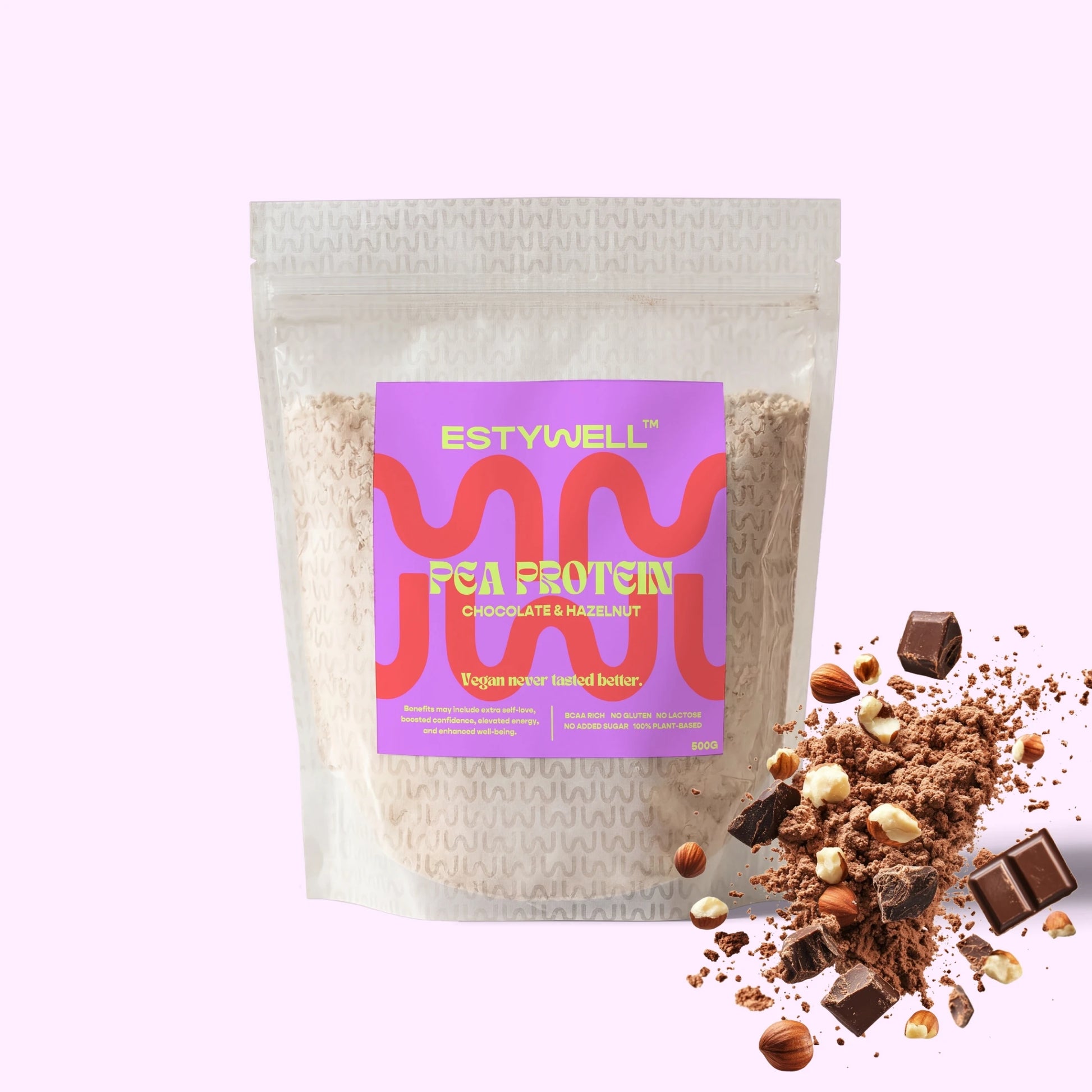 Estywell hrachový proteín čokoláda lieskový orech 500 g pea protein