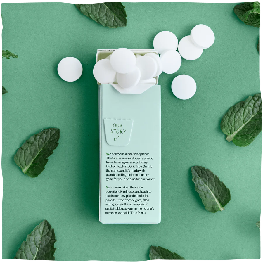 Detail pastiliek True Mints mätovej príchute