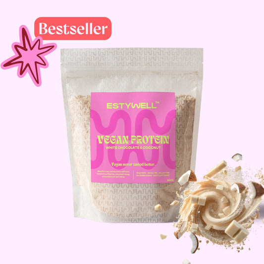 Estywell vegan protein kokos biela čokoláda 500 g rastlinný proteín