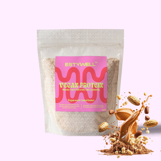 Estywell vegan protein slaný karamel arašidko 500 g rastlinný proteín