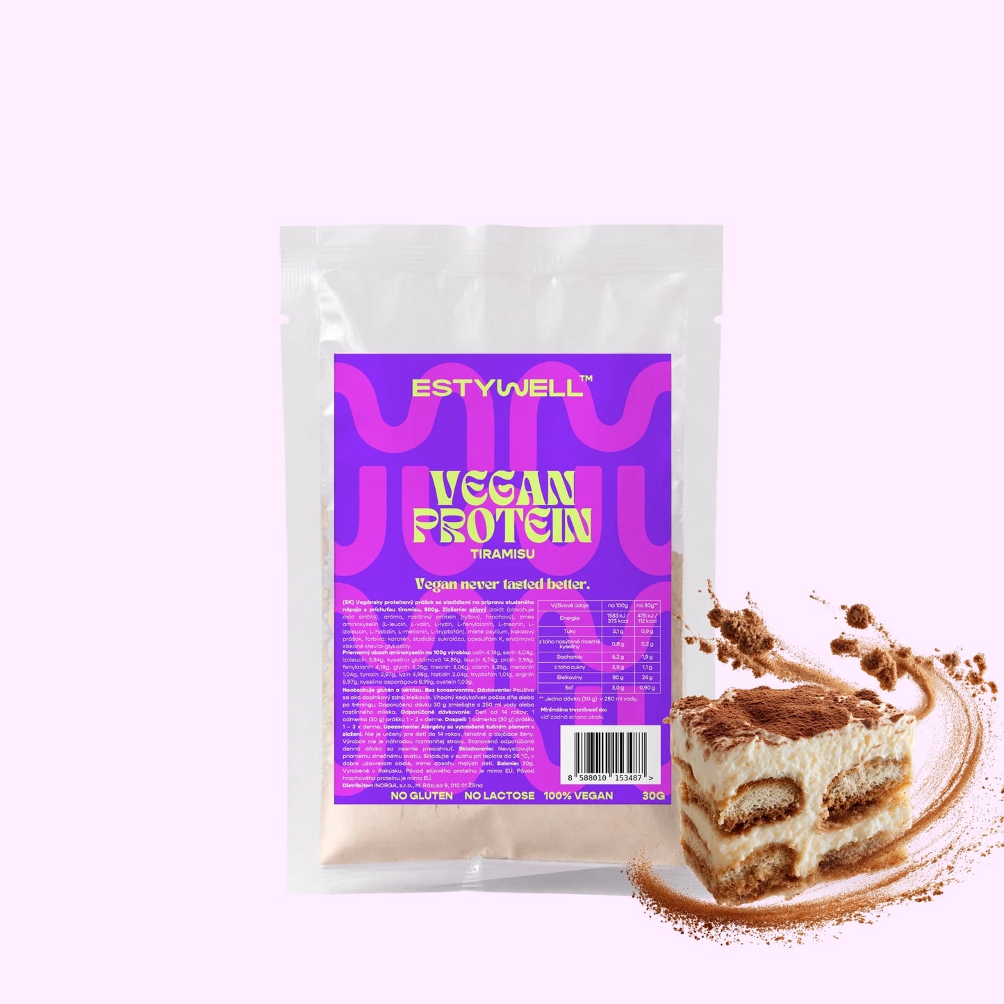 Estywell vegan protein tiramisu 30 g rastlinný proteín