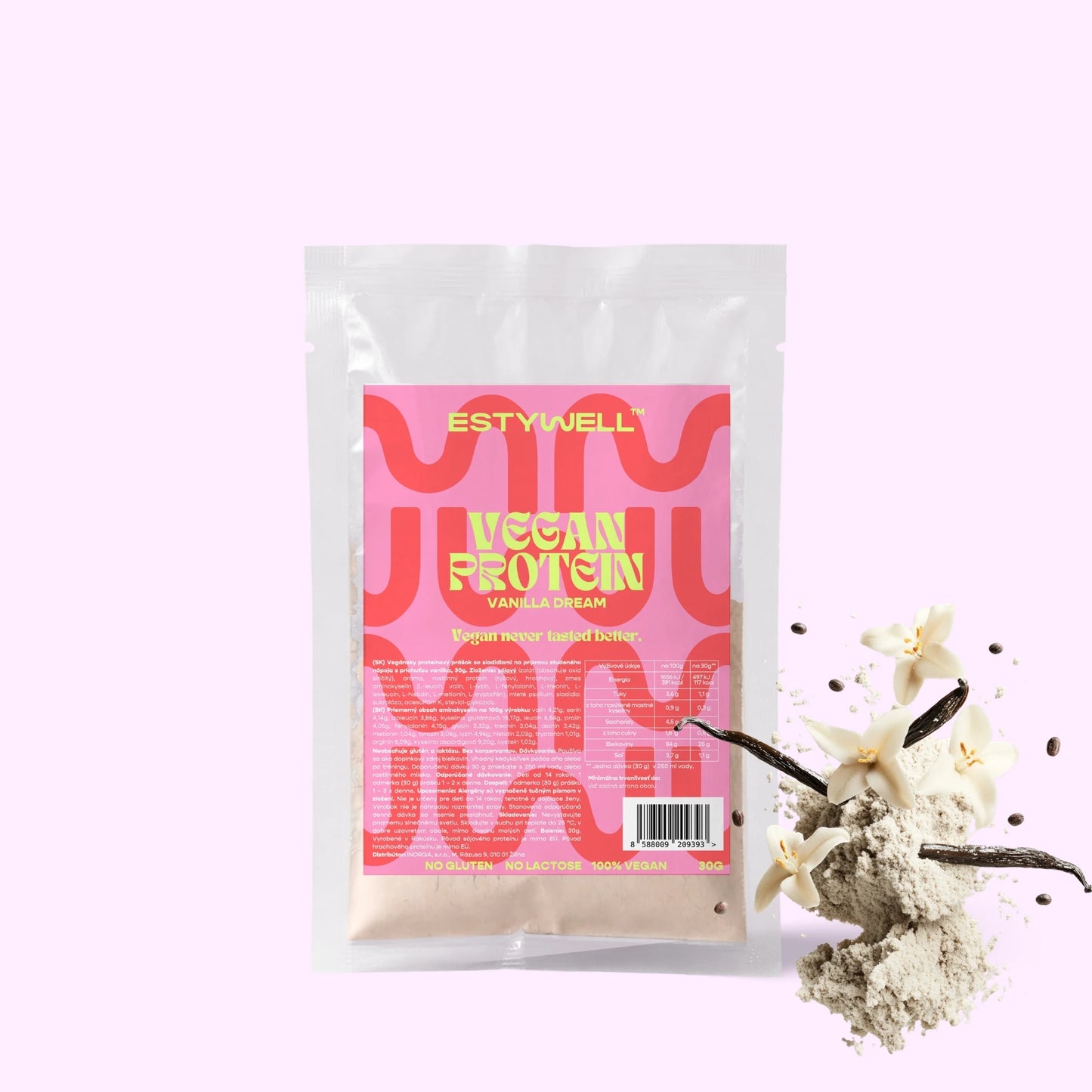 Estywell vegan protein vanilla dream 30 g rastlinný proteín
