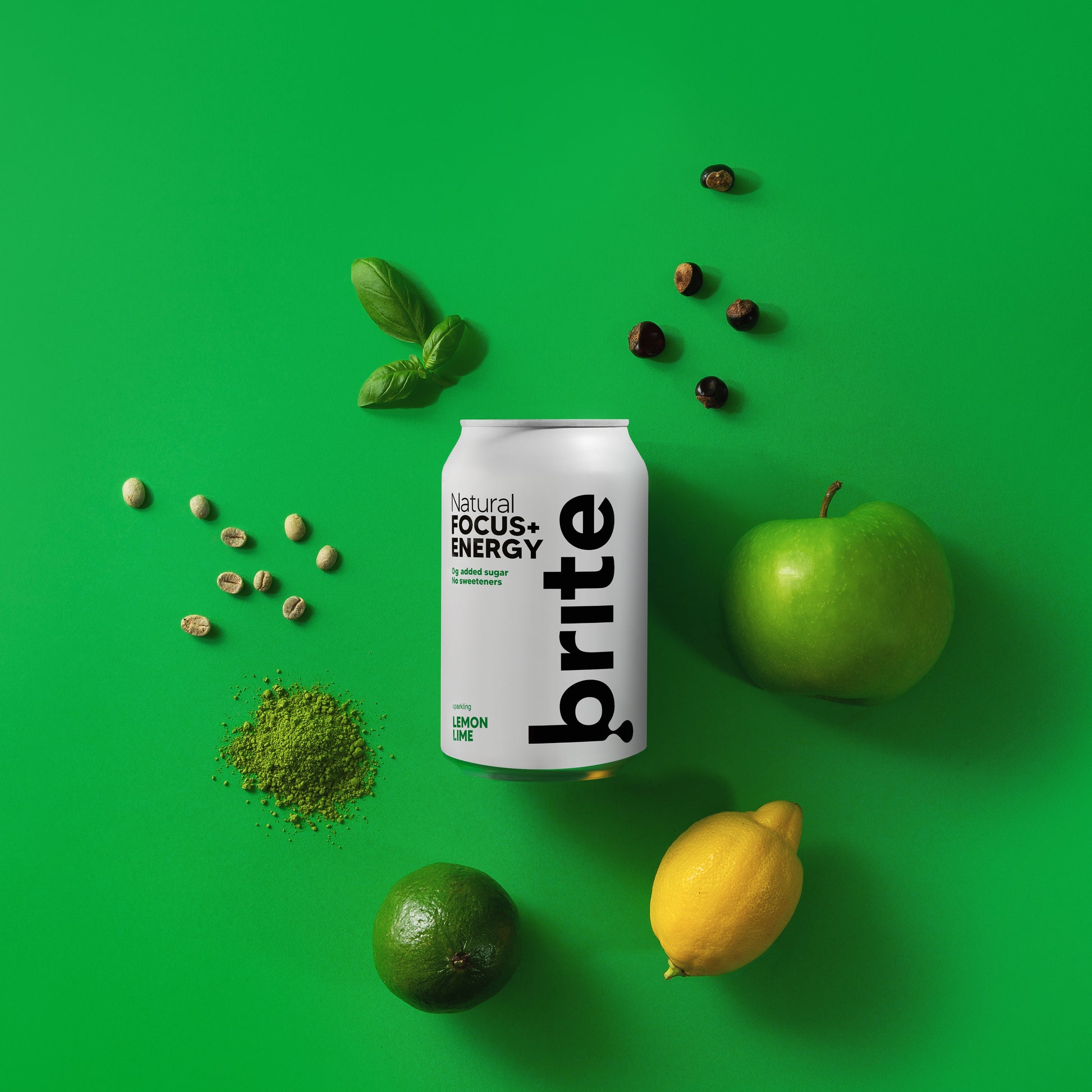 zloženie Brite Citrón & Limetka – kofeín, guarana, zelený čaj, matcha