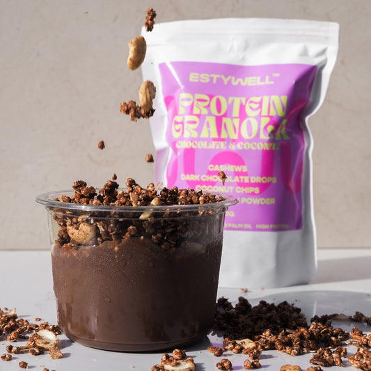 ESTYWELL Proteínová granola Čokoláda & Kokos & Čoko drops 180 g