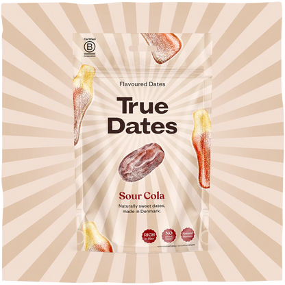 True Dates Kyslá kola 100 g – sušené datle bez kôstok v kyslej kola príchuti