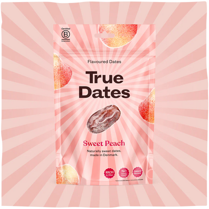 Sušené datle bez kôstok s broskyňovou príchuťou v praktickom 100 g balení