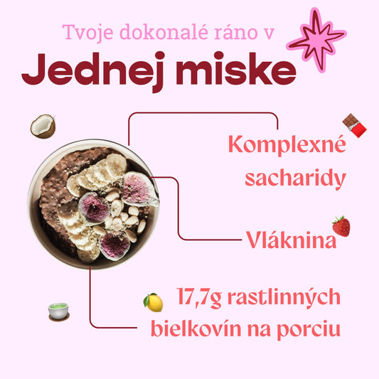 Glow kaše. Tvoje dokonalé ráno v jednej miske. Komplexné sacharidy, vláknina, 17,7g rastlinných bielkovín na porciu.