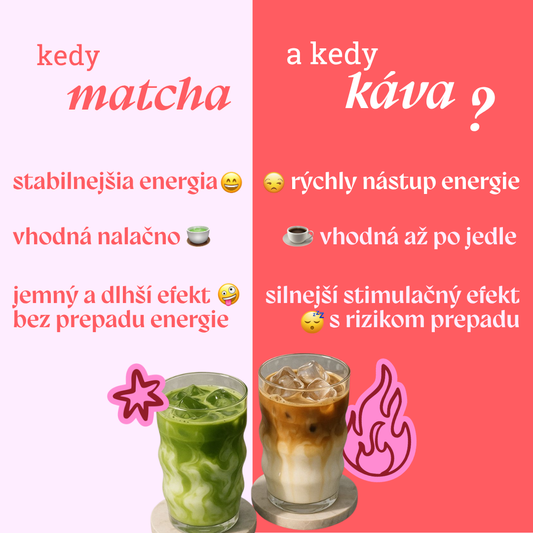 Porovnanie matcha a kávy – stabilná energia z matchy vs rýchly nástup energie z kávy