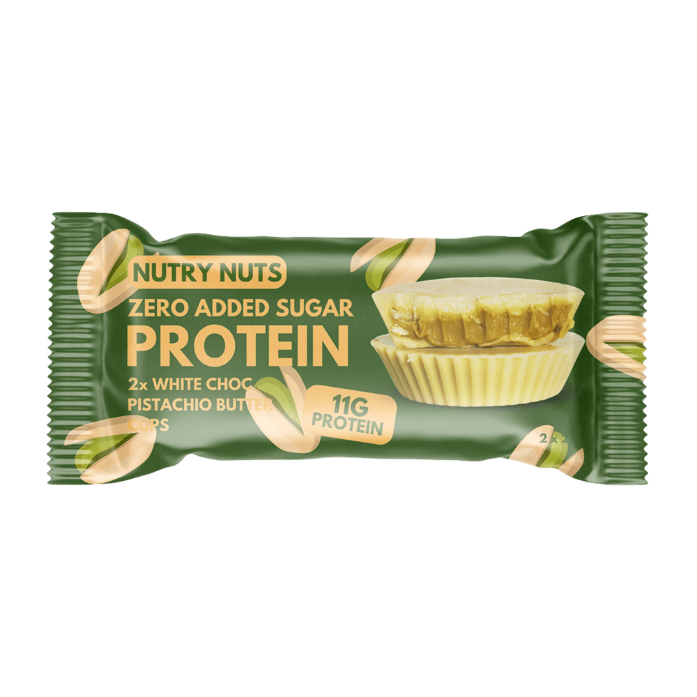Nutry Nuts biela čokoláda s pistáciovým maslom – proteínový košíček 42 g
